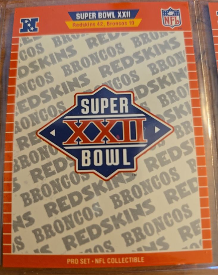 1989 Pro Set #XXII Super Bowl XXII Redskins vs Broncos — front