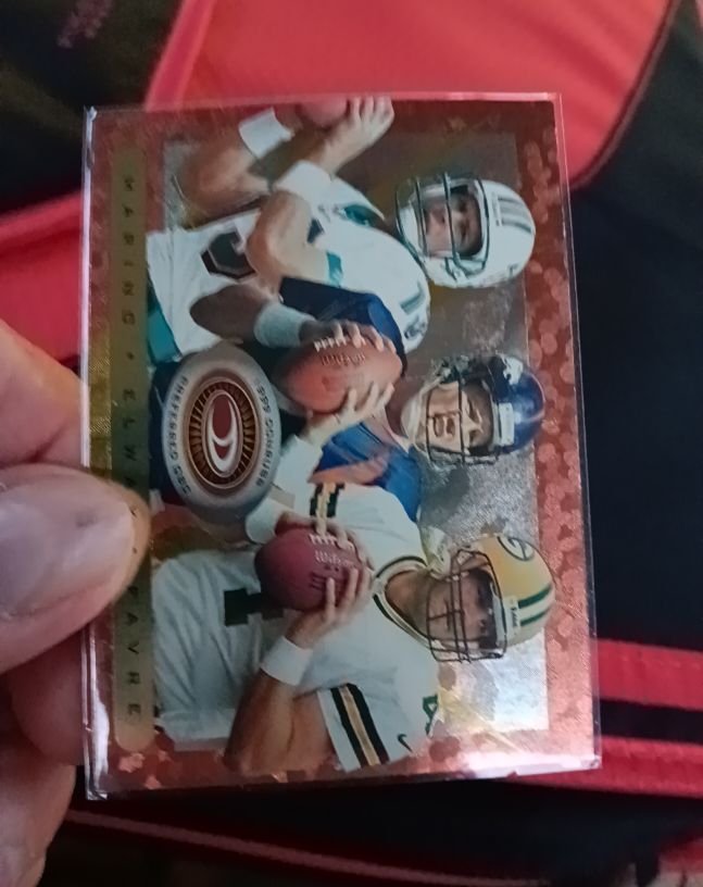 1999 Donruss Preferred QBC #45 Brett Favre, Dan Marino, John Elway — front