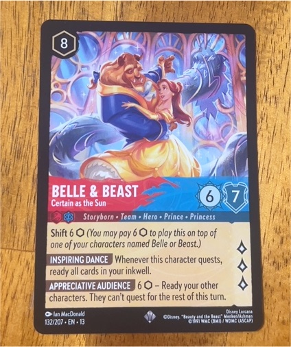 Disney Lorcana #132 Belle & Beast Certain as the Sun — front