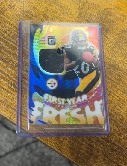 2025 Donruss Optic #FYFBH-KJN Kaleb Johnson First Year Fresh Rookie Patch — front