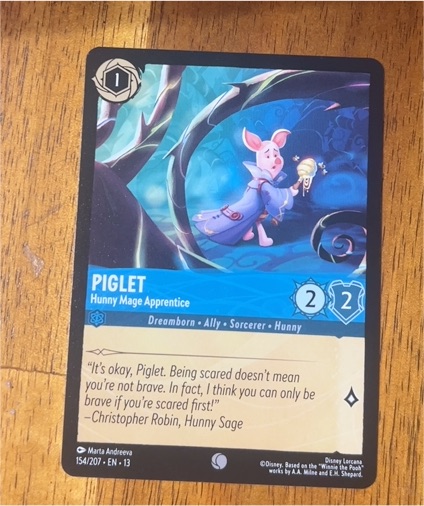 2023 Disney Lorcana #154 Piglet - Hunny Mage Apprentice — front