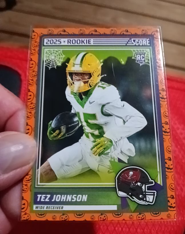 2025 Score-A-Treat #34 Tez Johnson Rookie Orange Pumpkin — front