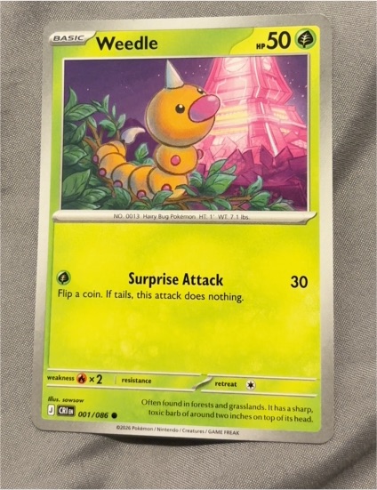 2026 Pokémon #001 Weedle — front