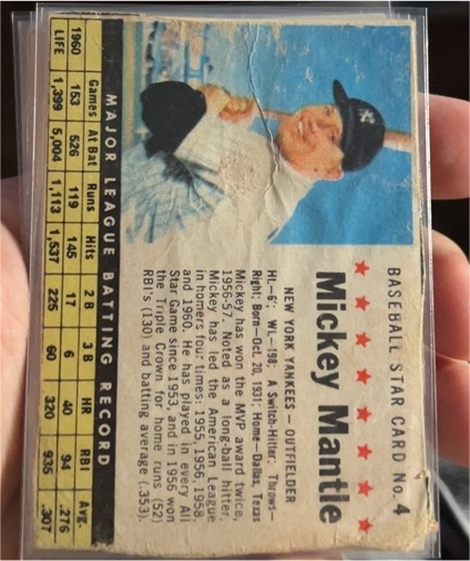 1961 Post #4 Mickey Mantle — front