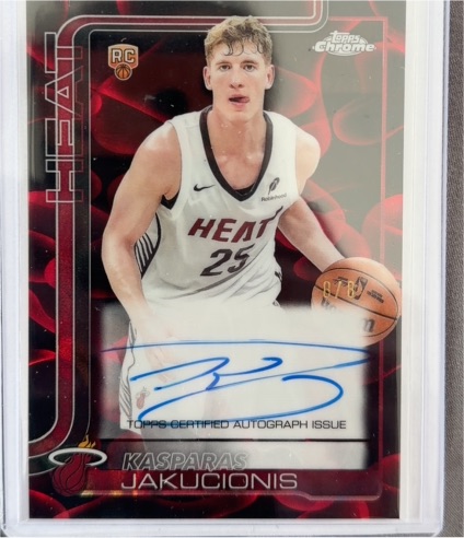 2025-26 Topps Chrome #TCAR-KAJ Kasparas Jakucionis Rookie Auto Miami Heat — front