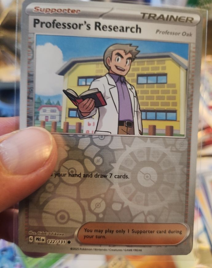 2025 Pokémon Prismatic Evolutions #122 Professor's Research (Professor Oak) — front