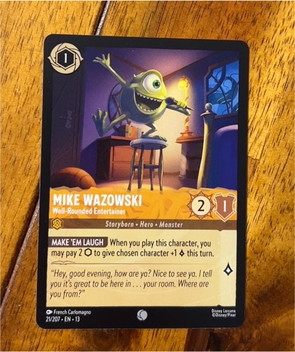 2023 Lorcana Attack of the Vine! #21 Mike Wazowski - Well-Rounded Entertainer — front