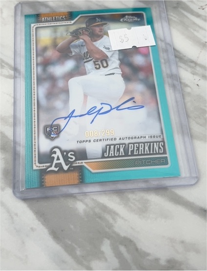 2026 Topps Chrome #RA-JPE Jack Perkins Rookie Auto Teal /299 Athletics — front