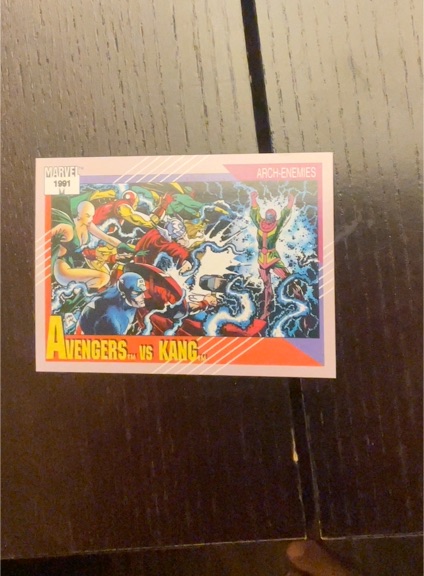 1991 Impel Marvel Universe #96 Avengers vs Kang Arch-Enemies — front