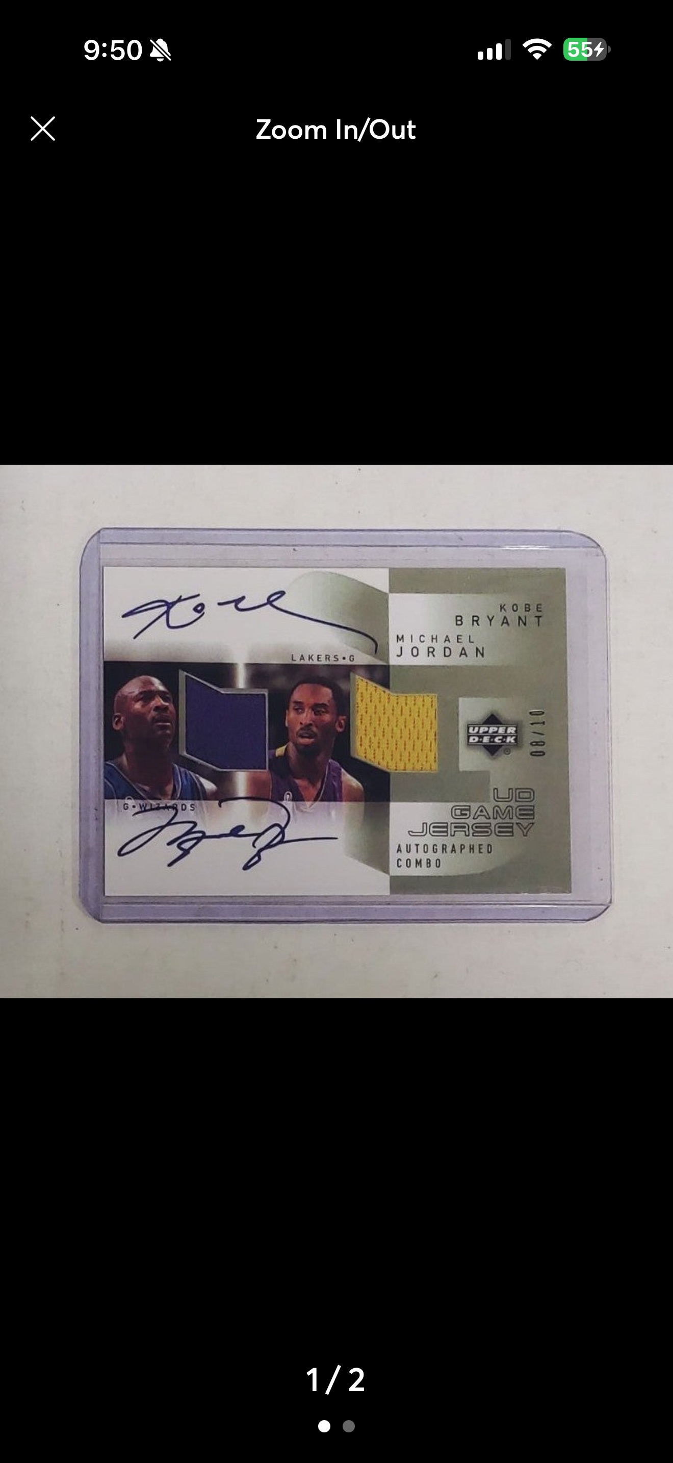 2003 Upper Deck Game Jersey Autographed Combo #08/10 Kobe Bryant & Michael Jordan — front