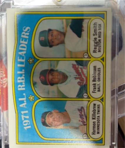 1972 Topps #88 AL RBI Leaders Frank Robinson, Harmon Killebrew, Reggie Smith — front