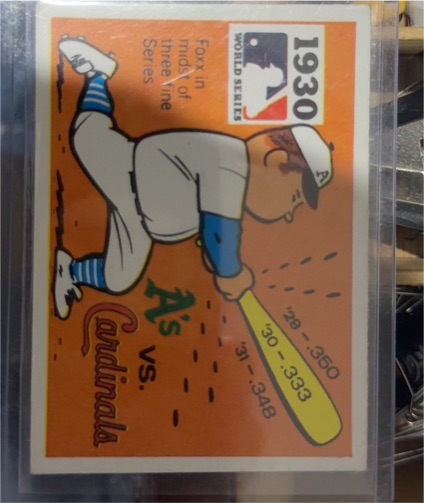 1971 Fleer World Series #28 1930 Athletics vs Cardinals Jimmie Foxx — front
