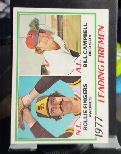 1978 Topps #208 1977 Leading Firemen Rollie Fingers / Bill Campbell — front