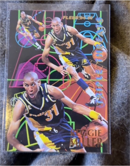 1994-95 Fleer Triple Threats #5 Reggie Miller — front