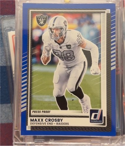 2025 Donruss #274 Maxx Crosby Press Proof Blue — front