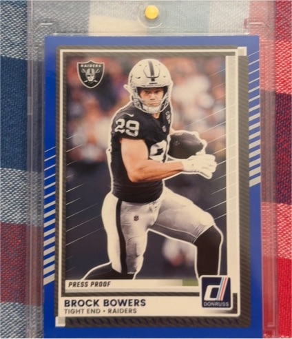 2025 Panini Donruss #1 Brock Bowers Press Proof Blue — front