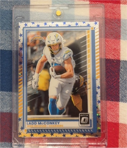 2025 Panini Donruss Optic #26 Ladd McConkey Stars Prizm Los Angeles Chargers — front