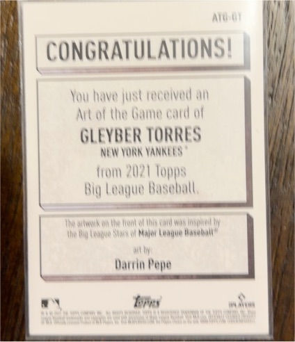 2021 Topps Big League Art of the Game #ATG-01 Gleyber Torres — front