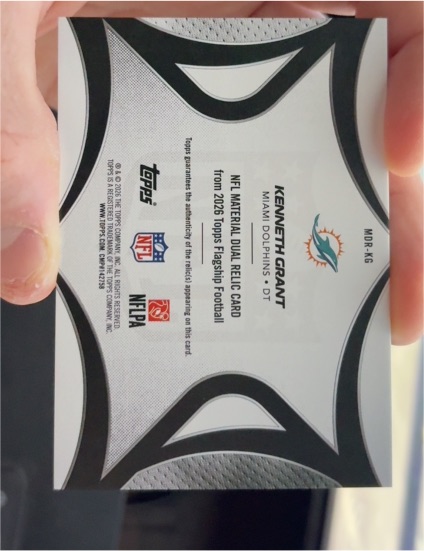 2026 Topps NFL Material Dual Relic #MDR-KG Kenneth Grant — front