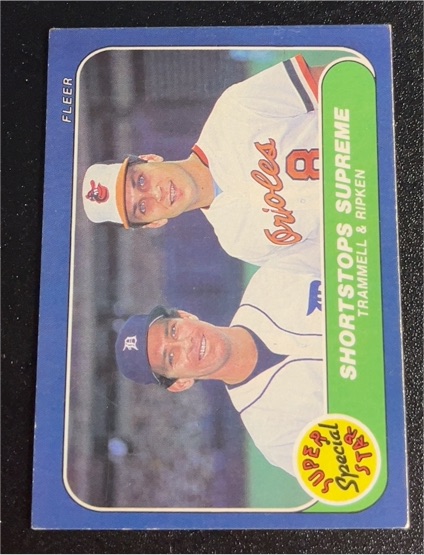 1986 Fleer #633 Shortstops Supreme Alan Trammell & Cal Ripken Jr. — front