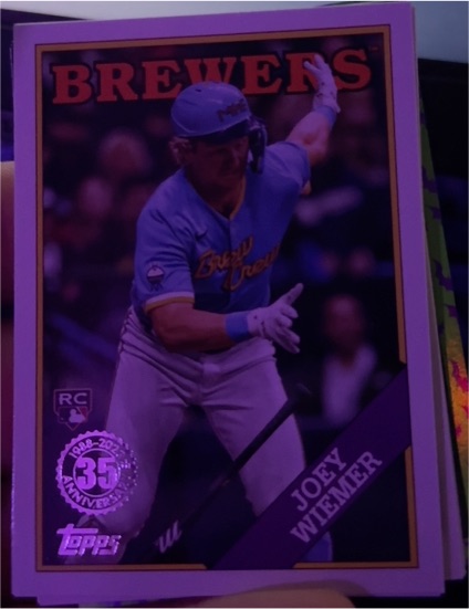 2023 Topps Update #88US-23 Joey Wiemer 35th Anniversary RC Milwaukee Brewers — front