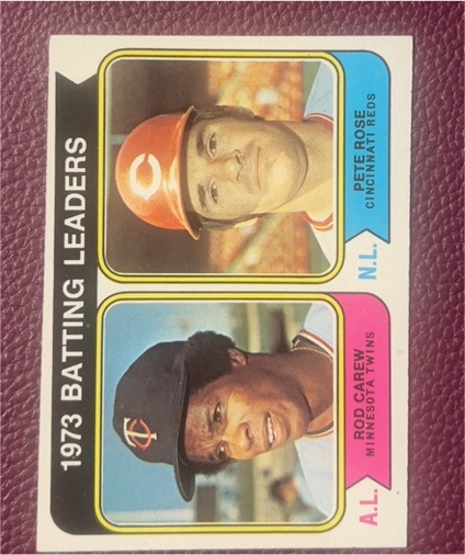 1974 Topps #201 1973 Batting Leaders Rod Carew & Pete Rose — front