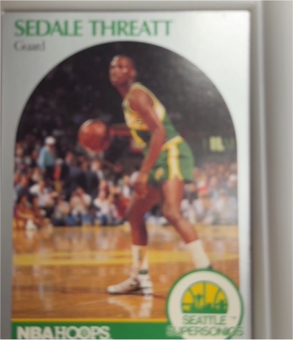 1990-91 NBA Hoops #284 Sedale Threatt Seattle SuperSonics — front