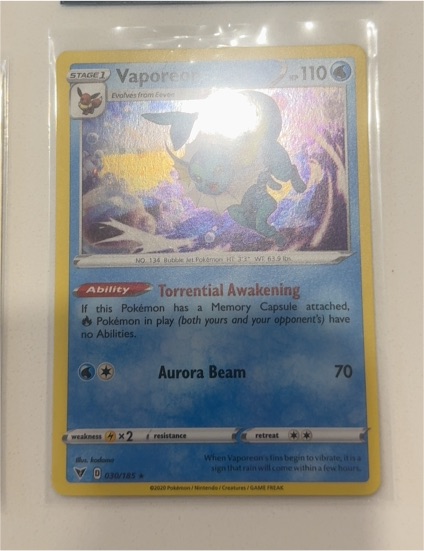 2020 Pokémon #030 Vaporeon — front