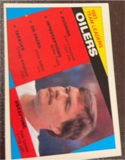 1984 Topps #73 Oilers Team Leaders - Tim Smith — front