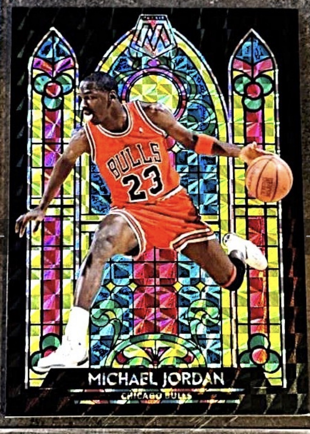 1990 Michael Jordan SG-13 Chicago Bulls Stained Glass Card — front
