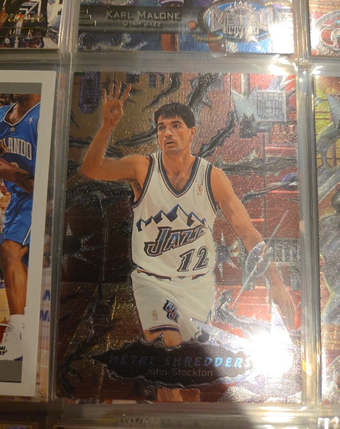 1996-97 Fleer Metal #246 John Stockton Metal Shredders — front