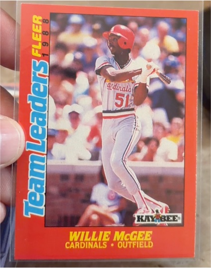 1988 Fleer Kay-Bee Team Leaders #20 Willie McGee — front