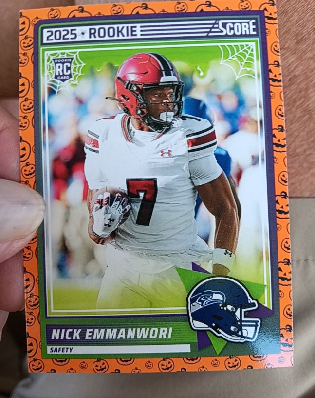 2025 Score #96 Nick Emmanwori Rookie RC Pumpkin Parallel — front