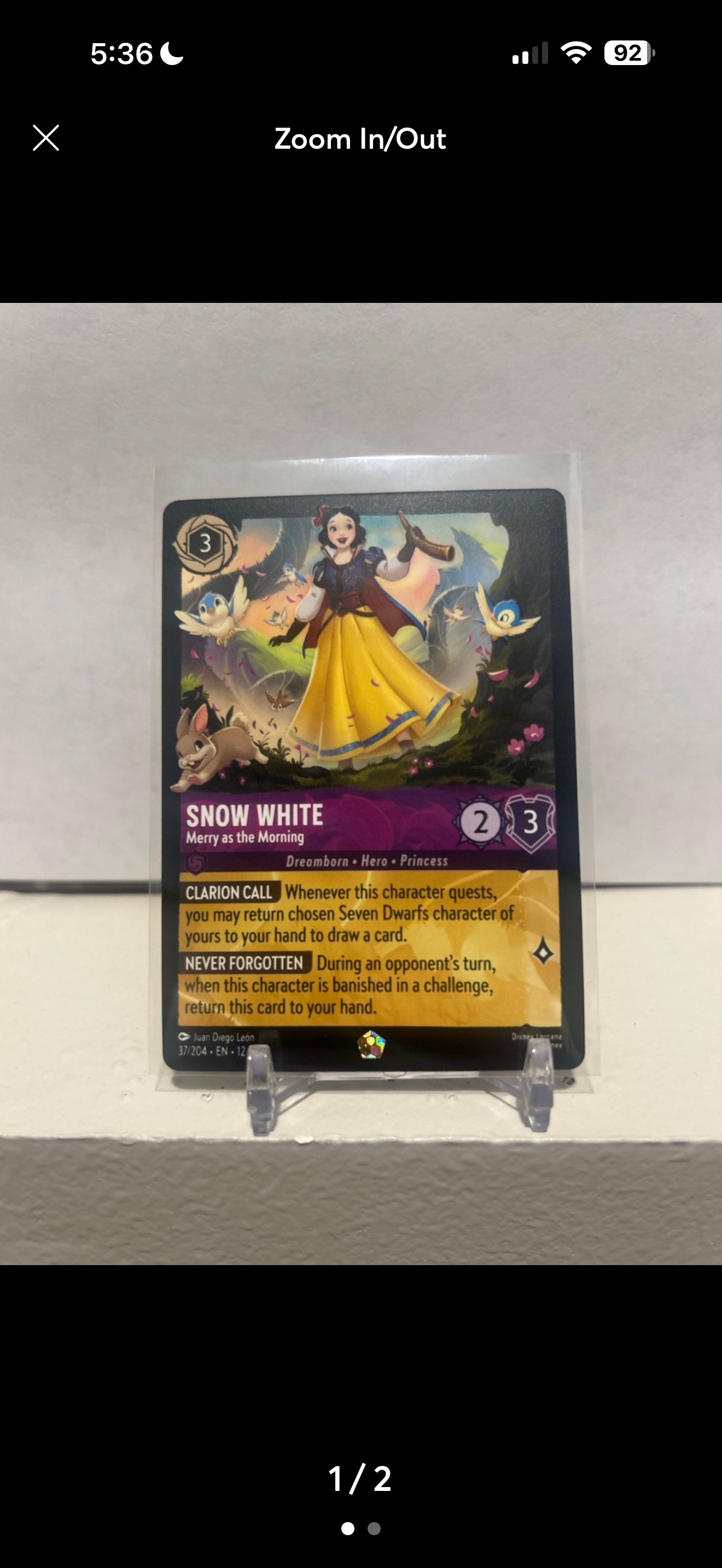 Disney Lorcana Wilds Unknown #37 Snow White Merry as the Morning — front