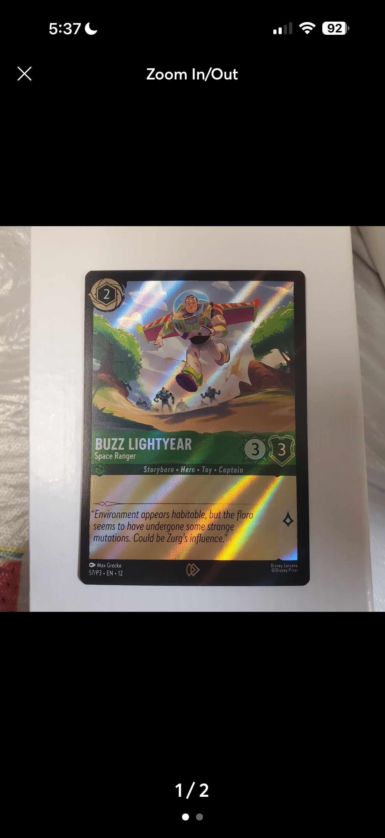 Disney Lorcana 2023 #57/P3 Buzz Lightyear — front