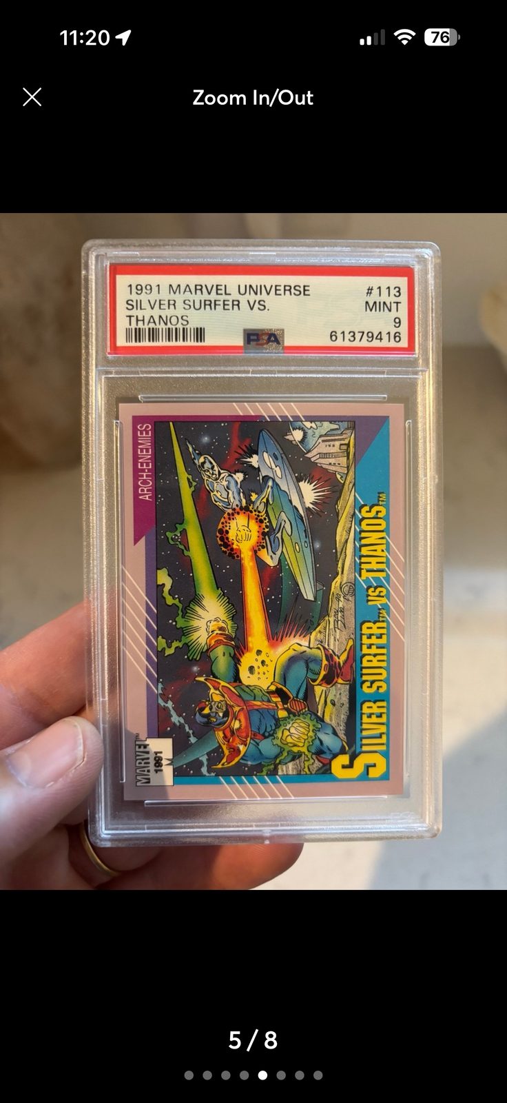 1991 Marvel Universe #113 Silver Surfer vs Thanos — front