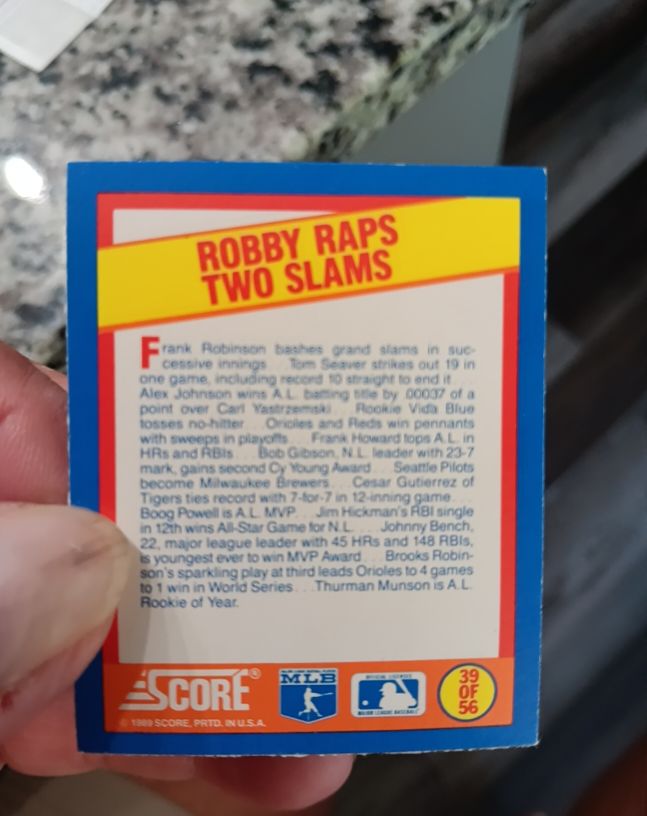 1989 Score #39 Frank Robinson — front