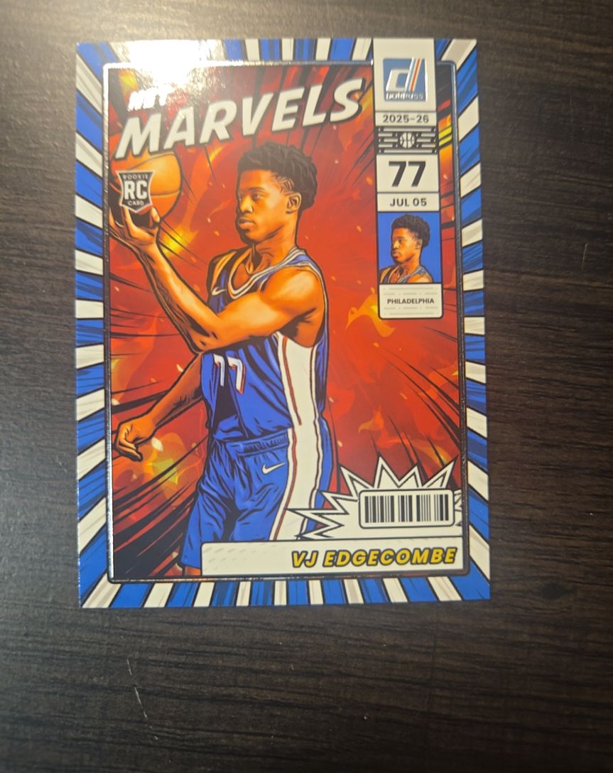 2025-26 Donruss #77 VJ Edgecombe Net Marvels Rookie Insert — front
