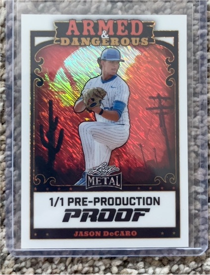 2026 Leaf Metal #ARB-28 Jason DeCaro Armed & Dangerous Pre-Production Proof — front
