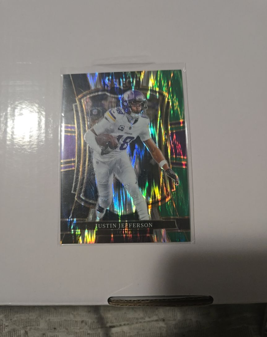 2025 Panini Select Premier Level #163 Justin Jefferson Black & Green Shock — front