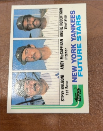 1982 Topps #83 Yankees Future Stars Steve Balboni Andy McGaffigan Andre Robertson — front