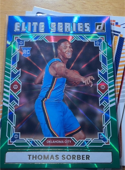 2025-26 Donruss #16 Thomas Sorber Elite Series Green Laser RC — front