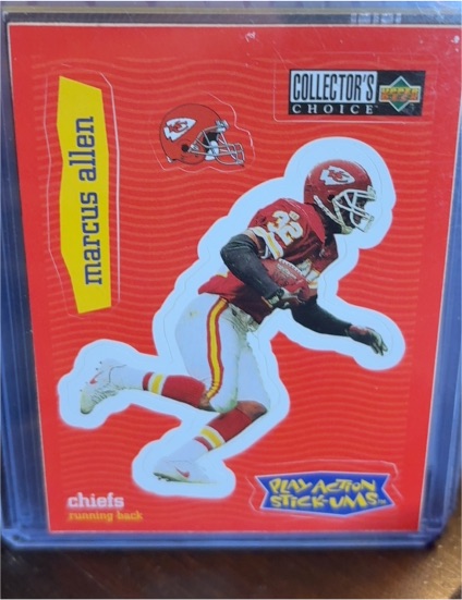 1997 Upper Deck Collector's Choice Play Action Stick-Ums #S21 Marcus Allen — front