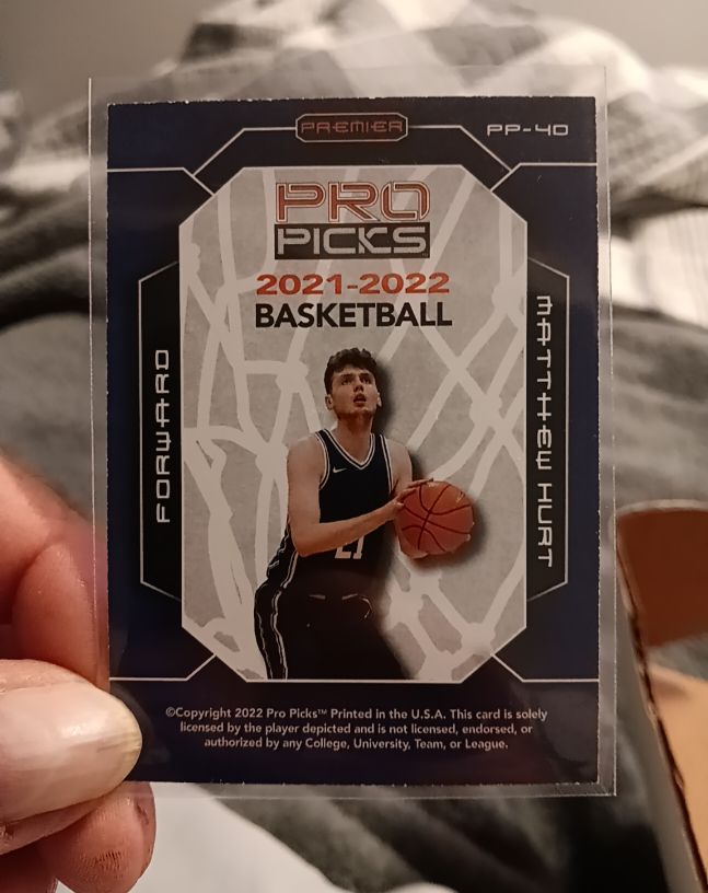 2021-22 Pro Picks Premier #PP-40 Matthew Hurt — front