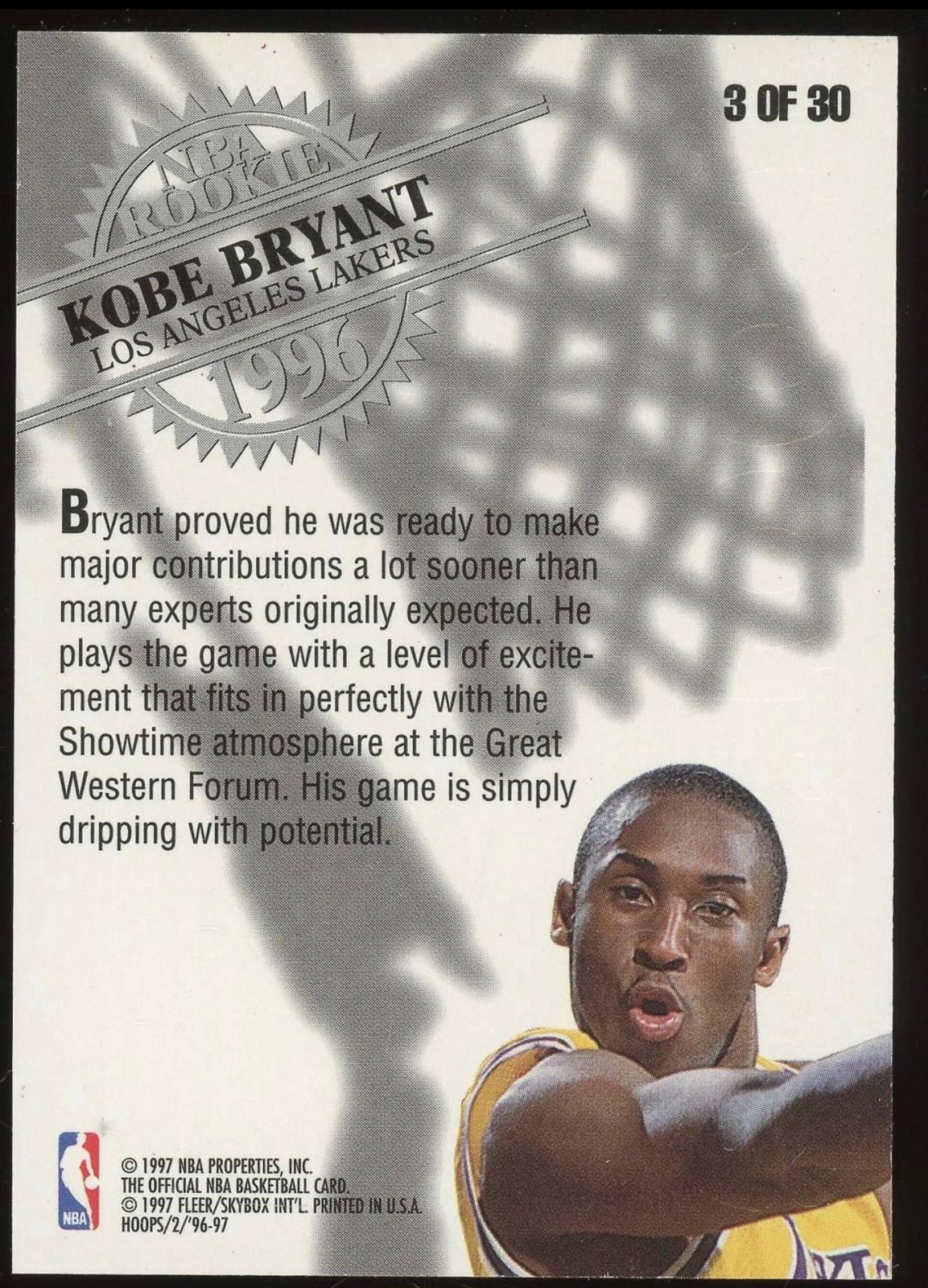1996 Skybox #3 Kobe Bryant — front