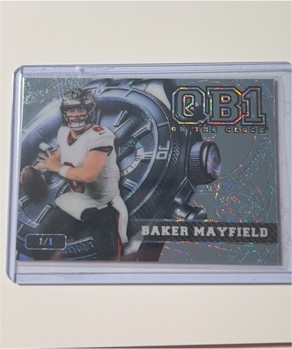2024 Wild Card QB1 On the Clock #OCW-WH-BM1 Baker Mayfield — front