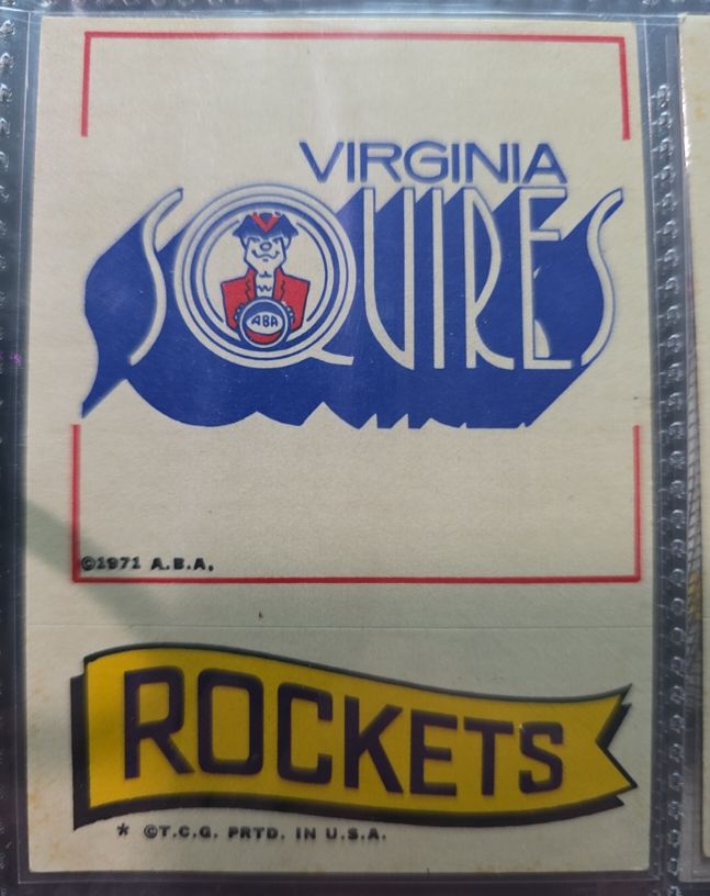 1971 Topps ABA Virginia Squires / Denver Rockets Sticker — front