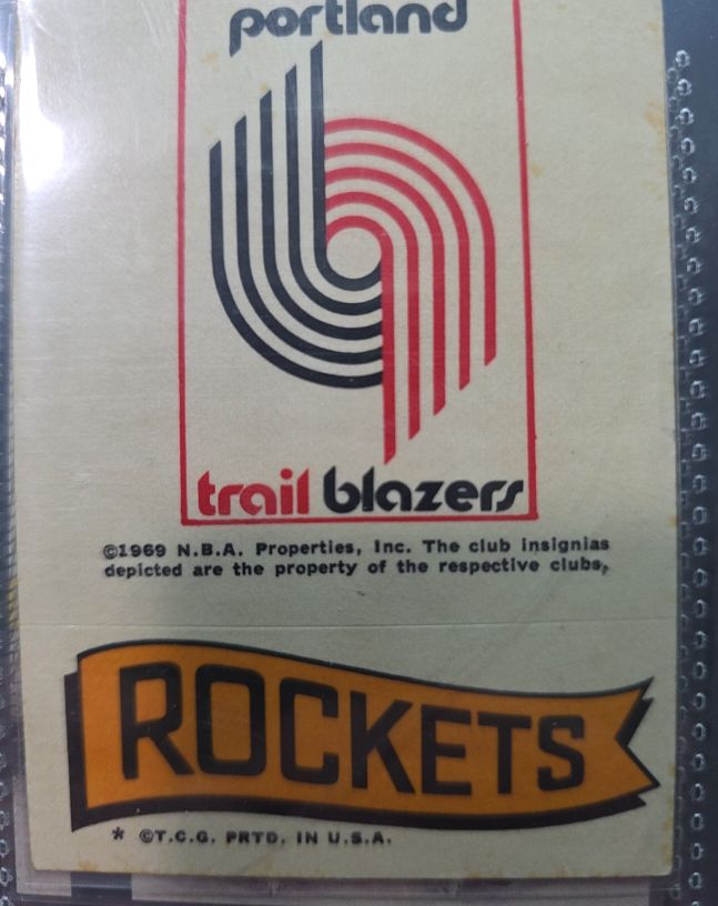 1969 Topps NBA Stickers Portland Trail Blazers / Houston Rockets — front