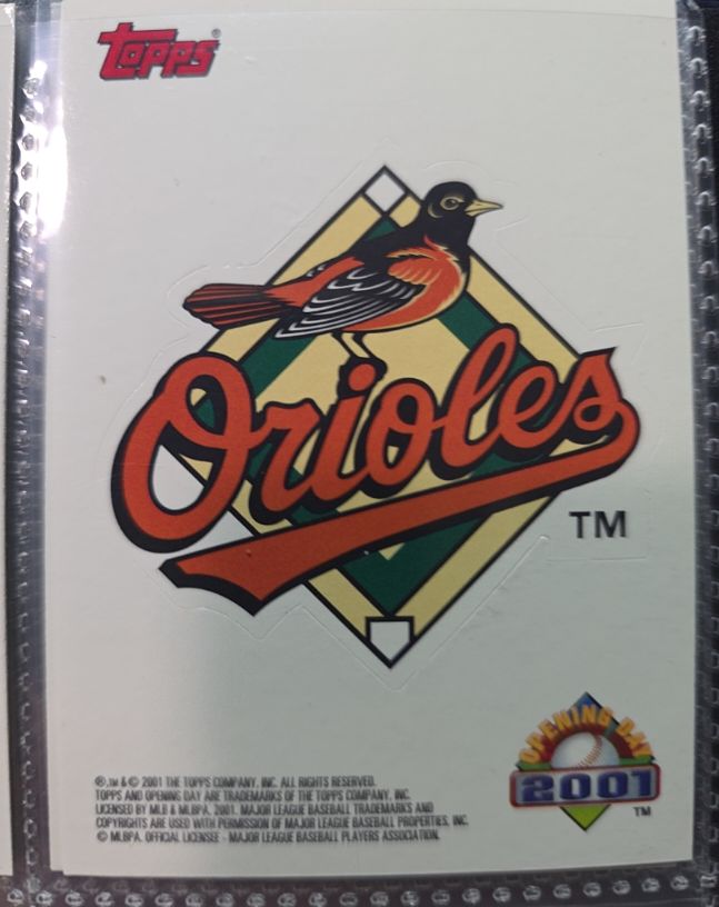 2001 Topps Opening Day #NNO Baltimore Orioles Sticker — front