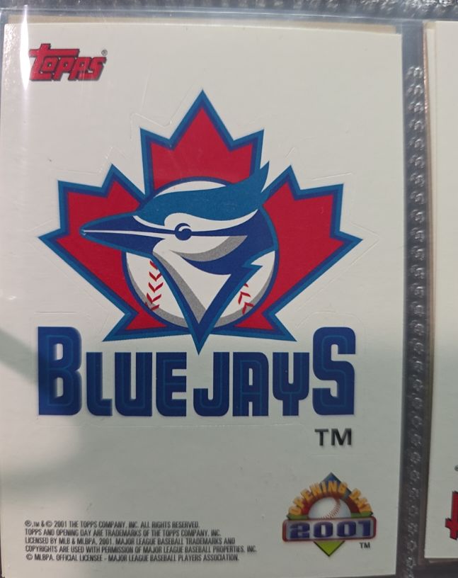2001 Topps Opening Day Team Logo Sticker Toronto Blue Jays — front